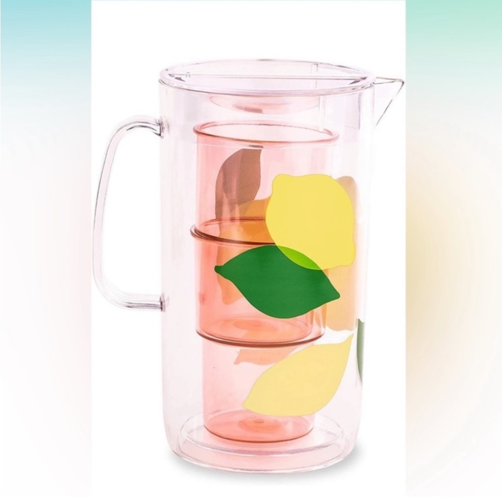 🆕 Kate Spade Lemon Pitcher with 2 Cups